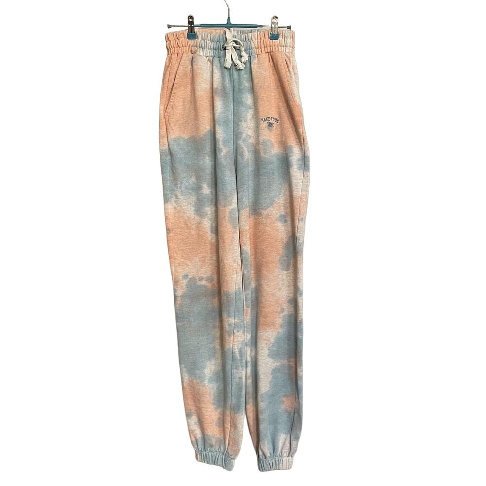Bershka Joggers Tie Dye Sweatpants Drawstring Closure Sz S Athleisure Pockets